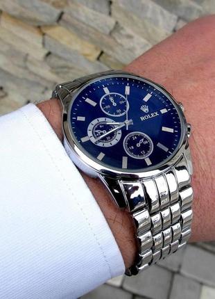 Мужские наручные стильные молодежные часы на руку на металлическом ремешке серебряные6 фото