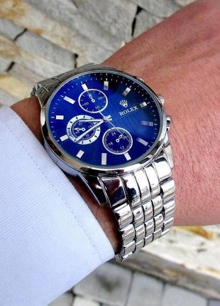 Мужские наручные стильные молодежные часы на руку на металлическом ремешке серебряные2 фото