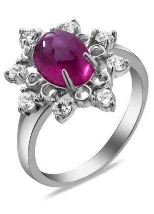 Серебряное кольцо с натуральным рубином 153-4410 размер:17.5;18.5;19;