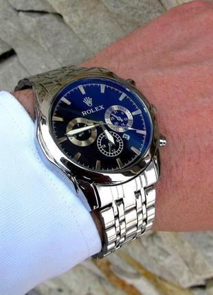 Стильные молодежные мужские часы на руку серебряные8 фото