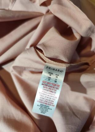 Primark 🩷стильна коттонова бежево-рожева сорочка вільного силуету з дуже заниженою лінією плеча,5 фото