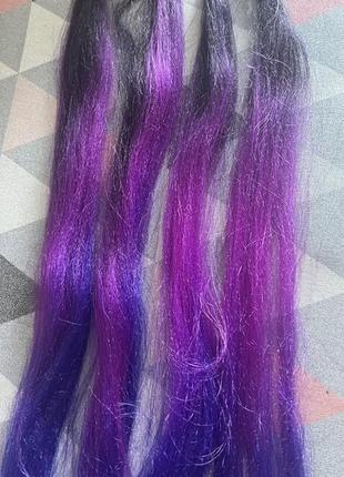 Два канекалон пряди длинные фиолетовые длина 70 см (140 см полная)
