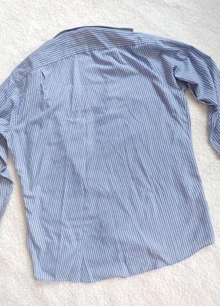 Рубашка оверсайз m&amp;s рубашка в полоску голубая белая4 фото