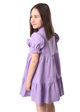 Платье детское хлопковое легкое летнее на пуговицах из натуральной ткани на подарок девочке лиловое2 фото