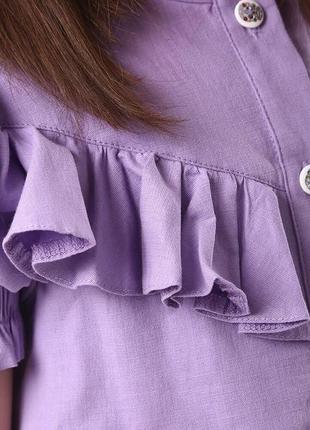 Платье детское хлопковое легкое летнее на пуговицах из натуральной ткани на подарок девочке лиловое4 фото