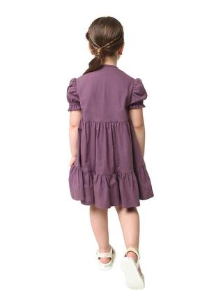 Платье детское хлопковое легкое летнее на пуговицах из натуральной ткани фиолетовое5 фото
