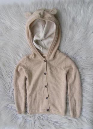Кофта светр толстовка бомбер худий з капюшоном і вушками lupilu