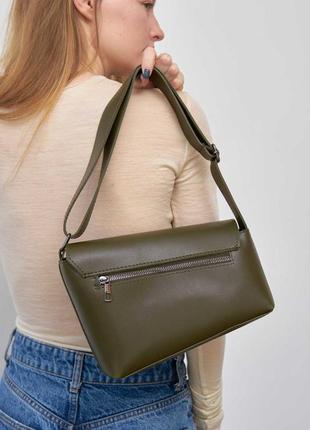 Женская сумка хаки сумка через плечо асимметричная сумка оливковый клатч через плечо3 фото