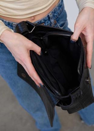 Женская сумка черная сумка через плечо асимметричная сумка черный клатч через плечо4 фото