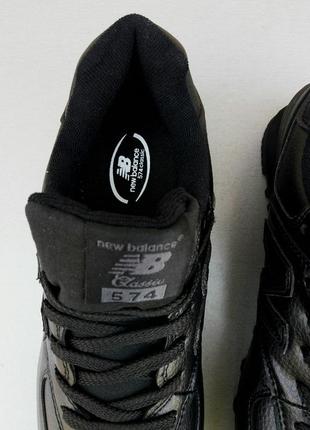 New balance 574 кроссовки мужские кожаные экокожа черные6 фото
