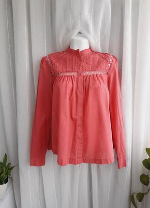 Невагома блуза з бавовни коралового кольору