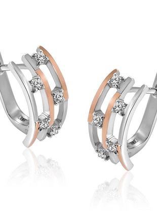 Срібні сережки з золотом і куб. цирконієм destiny-10