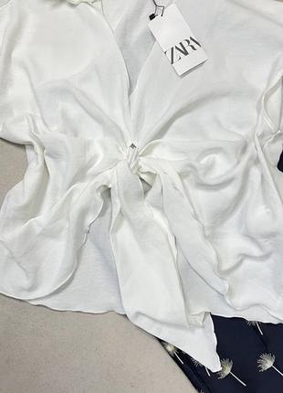 Білий топ zara з зав’язкою