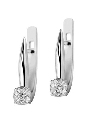 Срібні сережки з діамантом b004-10