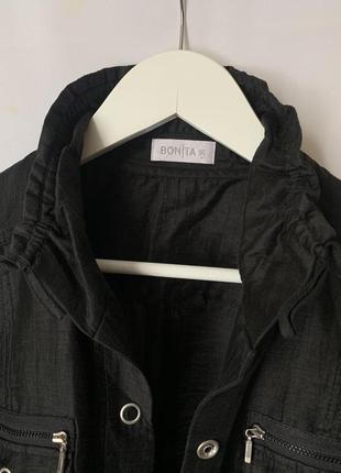 Винтажный льняной черный удлиненный льняной пиджак лен хлопок bonita2 фото