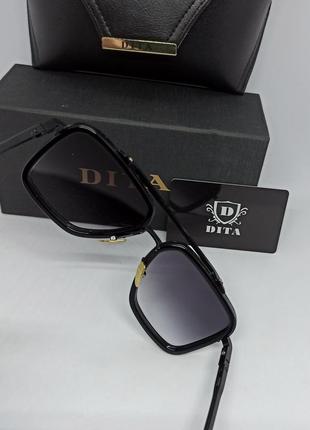 Dita люксовые мужские солнцезащитные очки черный градиент в черной металлической оправе5 фото