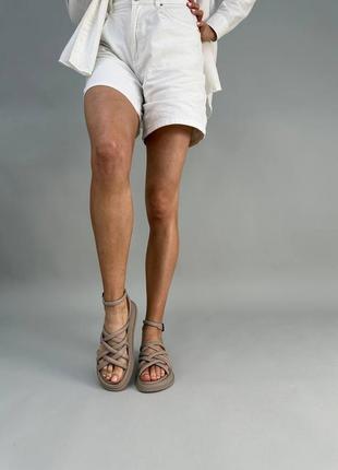 Стильні бежеві босоніжки/сандалі плетіння шкіряні/шкіра жіночі - жіноче взуття на літо8 фото