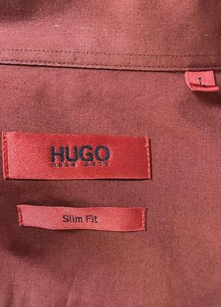 Hugo hugo boss slim fit рубашка l размер бордовая3 фото