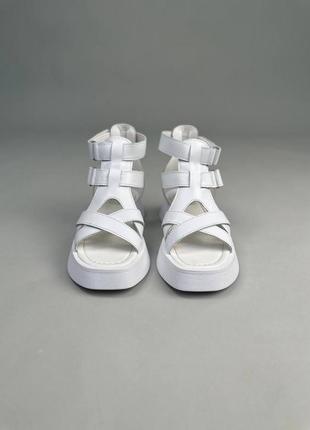 Стильные белые сандалии/босоножки с пряжкой ремешком женские кожаные/кожа летние,женская обувь на лето 2023-20243 фото