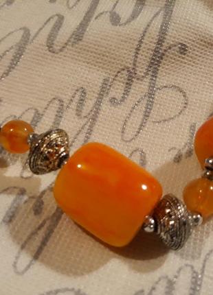 Бусы бакелитовые янтарь женские ожерелье ораньжевые5 фото