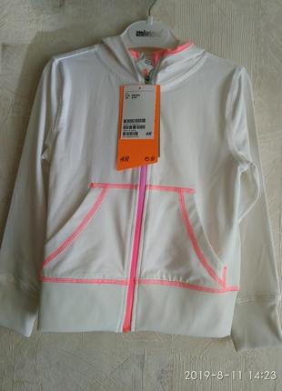 H&m р. 98-104(2-4г.) нова ефектна білосніжна спорт.кофта з капюшоном (пайта)