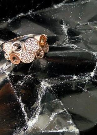 Серебряное кольцо со вставками золота и фианита galaxy-1020 размер:17;17.5;18;18.5;19;19.5;5 фото