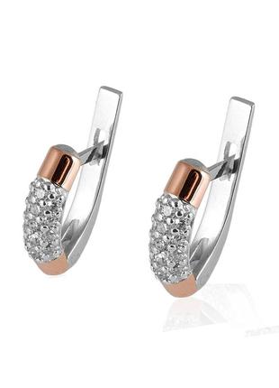 Срібні сережки з золотом і куб. цирконієм loren-10