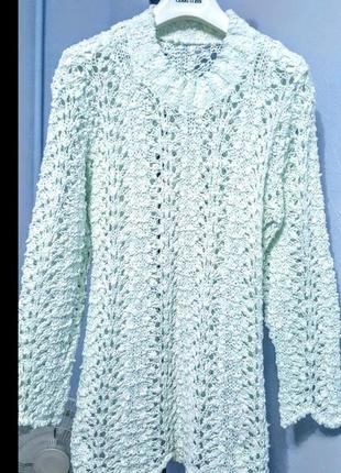 Лонгслив свитер сетка лонгслив  хлопок ажурная вязка свитер в свободном стиле