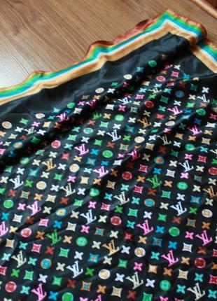 Обворожительный шелковый платок разноцветный  люкс бренд loius vuitton paris франция2 фото