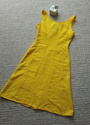Базовое платье миди из натурального 100% льна размер 34/36, летнее платье5 фото