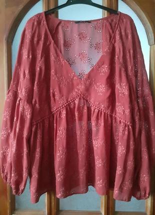 Шикарна блузка вишивка рішельє в стилі бохо xxl xxxl