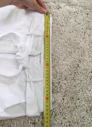 Белоснежные укороченные льняные брюки «m&amp;s»9 фото