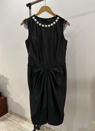 Черное платье в винтажном стиле love moschino в стиле old money1 фото