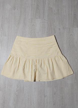Спідниця міні жовта в клітинку