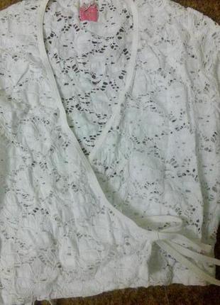 Шикарна блуза назапах бавовна мереживо2 фото