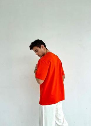 Базовая футболка обычная футболка оверсайз бирюзовая оранжевая2 фото