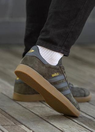 Мужские зеленые замшевые кроссовки adidas gazelle 🆕 кеды адидас газель4 фото