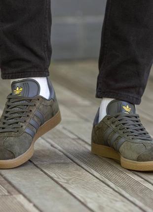 Мужские зеленые замшевые кроссовки adidas gazelle 🆕 кеды адидас газель9 фото