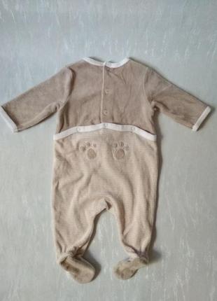 Велюровый хлопковый человечек ползунки с рукавами для новорожденных2 фото