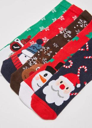 3 - 4 лет 23 - 26 р новые фирменные детские носки комплект 5 пар новогодний принт lc waikiki вайки3 фото