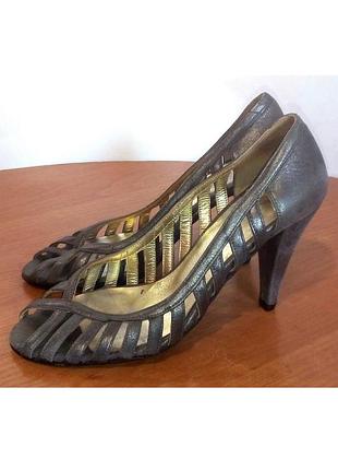 👠👠👠 стильные кожаные открытые туфли на каблуке от kate kuba, р.36-37 код t3687