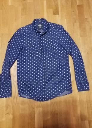 Джинсова сорочка в горошок