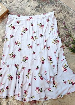 🪻нежная сиреневая юбка 🌸миди в цветочный принт per una( размер 18-20)