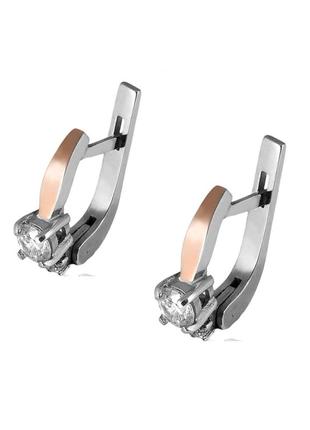 Срібні сережки з золотом і куб. цирконієм karat-10