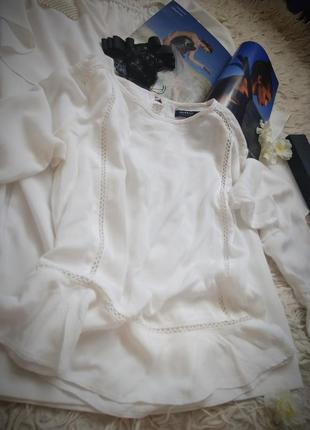 🔥🔥🔥цінопад! вишукана біла блузка з воланами2 фото