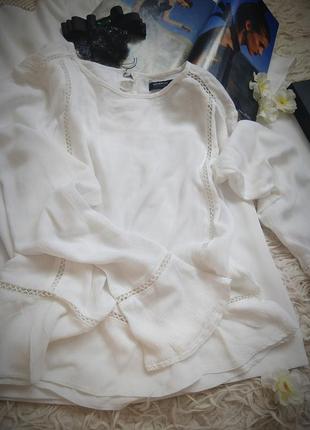 🔥🔥🔥цінопад! вишукана біла блузка з воланами3 фото