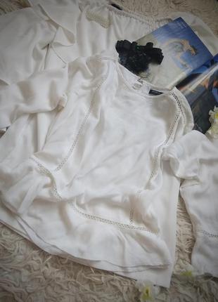 🔥🔥🔥цінопад! вишукана біла блузка з воланами4 фото