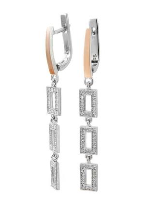 Срібні сережки зі вставками золота і фіанітів liguria-101 фото