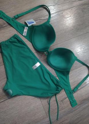 80-85с/м-l, ангелия!зелёный стильный раздельный купальник,изумрудного цвета,новый9 фото