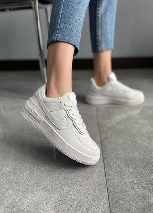 Кроссовки nike air force 1 shadow white женские найк аир форс 1 шадов белые nike air max білі жіночі шкіряні кросівки nike6 фото